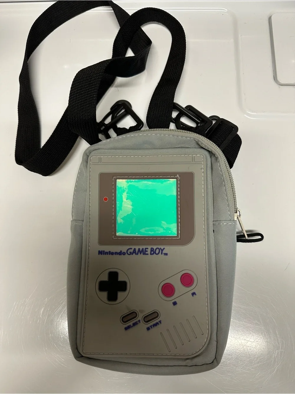 Nintendo Game Boy Style Crossbody Bag in Gray with Pink Accents